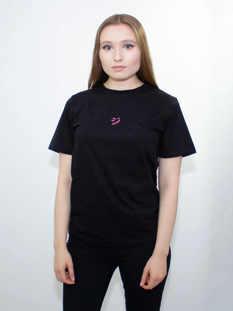 Pink JI LOGO Black T-Shirt