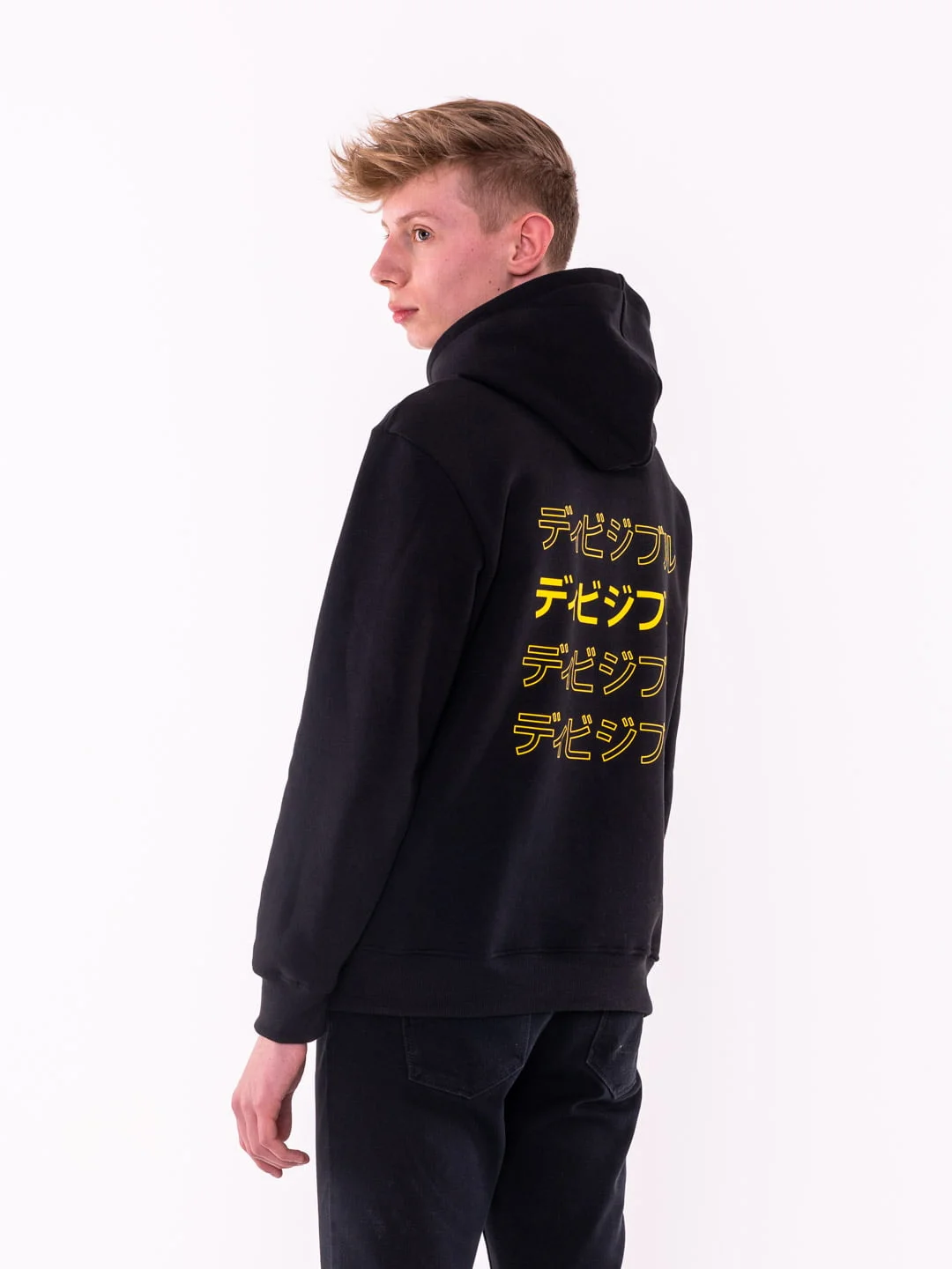 yellow REAR KANA black hoodie - Image 3