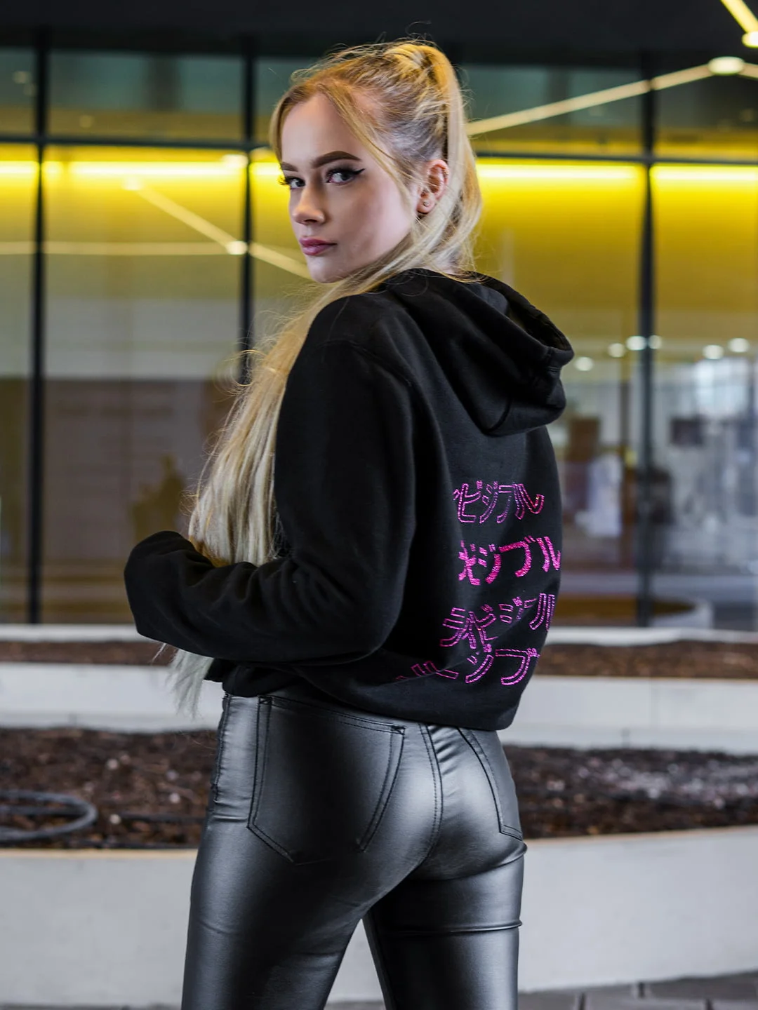 Pink REAR KANA Black Hoodie