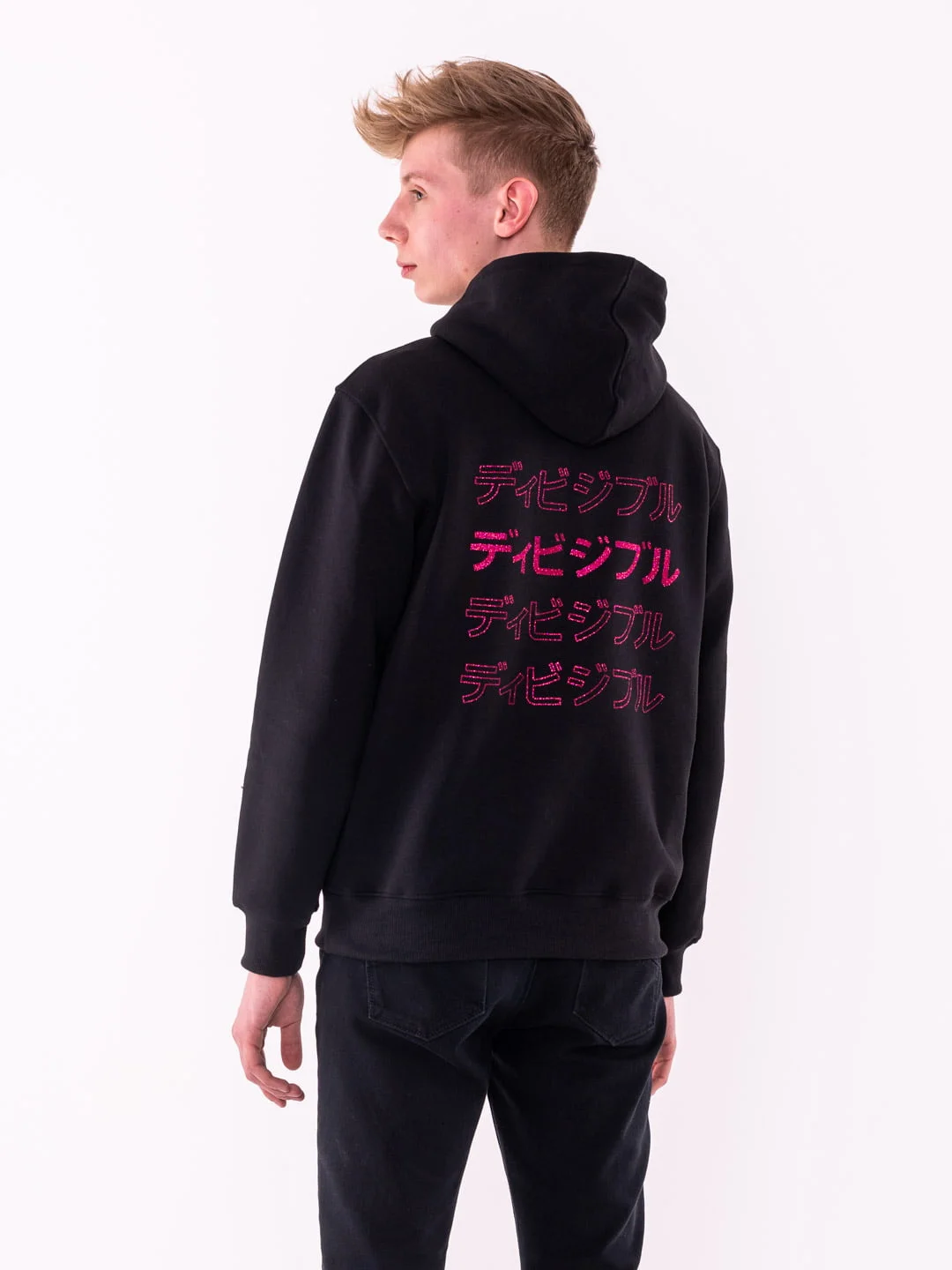 Pink REAR KANA Black Hoodie - Image 3