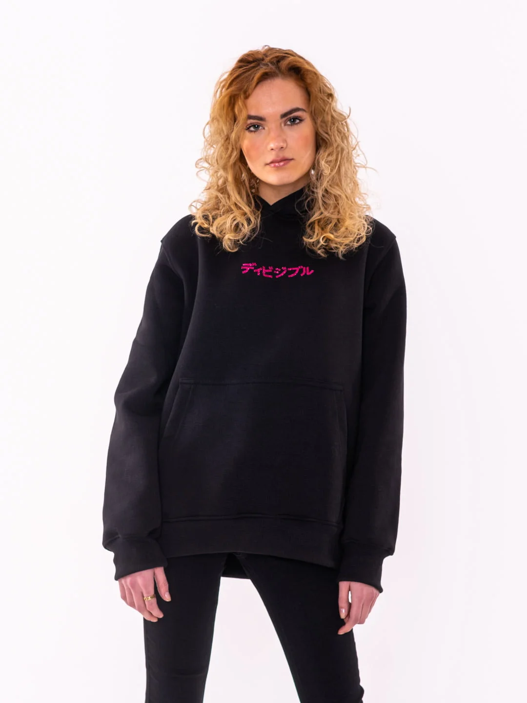 Pink REAR KANA Black Hoodie - Image 4