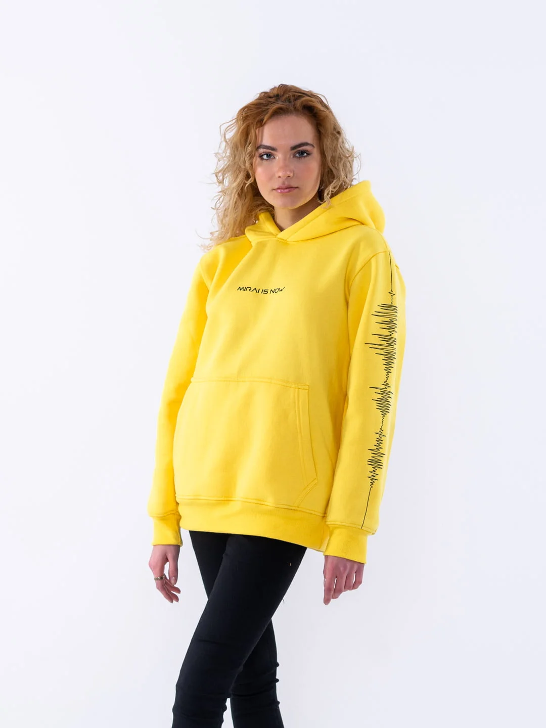 Black SLEEVE WAVE Yellow Hoodie - Image 2