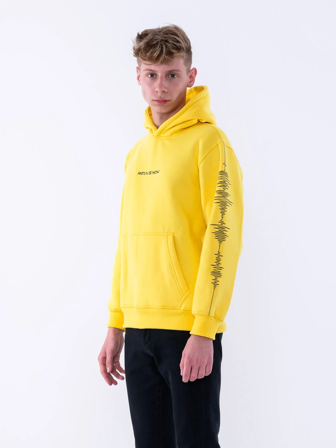 Black SLEEVE WAVE Yellow Hoodie - Image 3